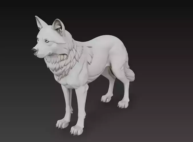 Alpha Wolf Sculpture - Detailed Animal 3D Model