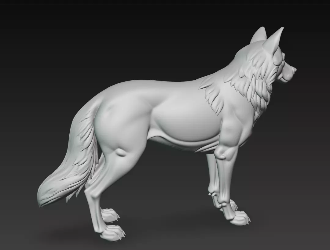 Alpha Wolf Sculpture - Detailed Animal 3D Model 3D print model_5