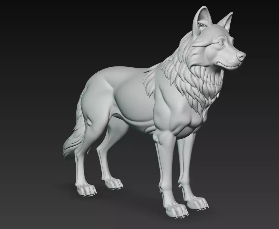 Alpha Wolf Sculpture - Detailed Animal 3D Model 3D print model_9