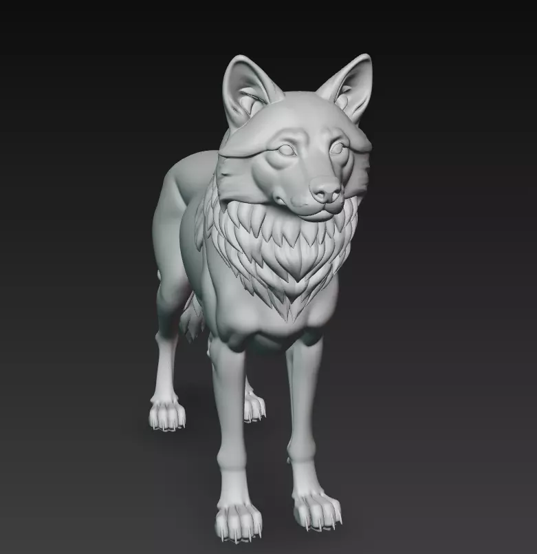 Alpha Wolf Sculpture - Detailed Animal 3D Model 3D print model_8