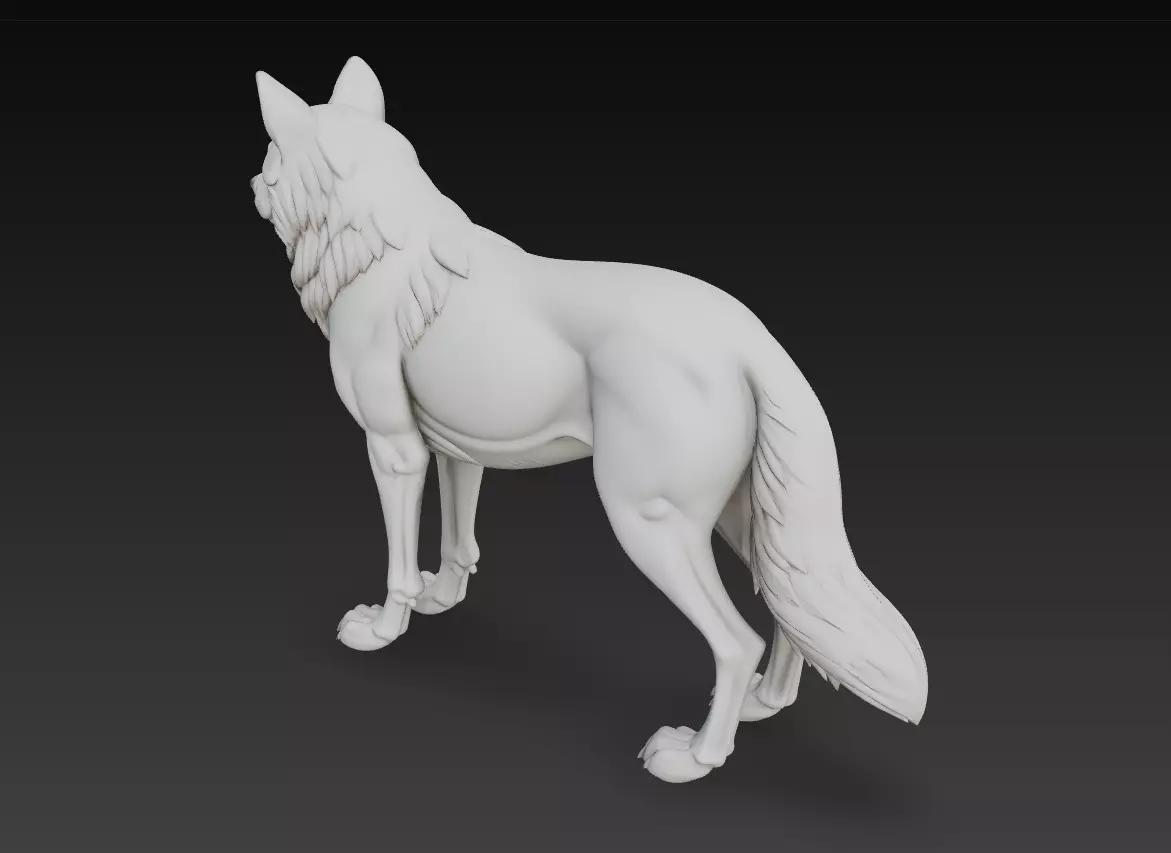 Alpha Wolf Sculpture - Detailed Animal 3D Model 3D print model_6