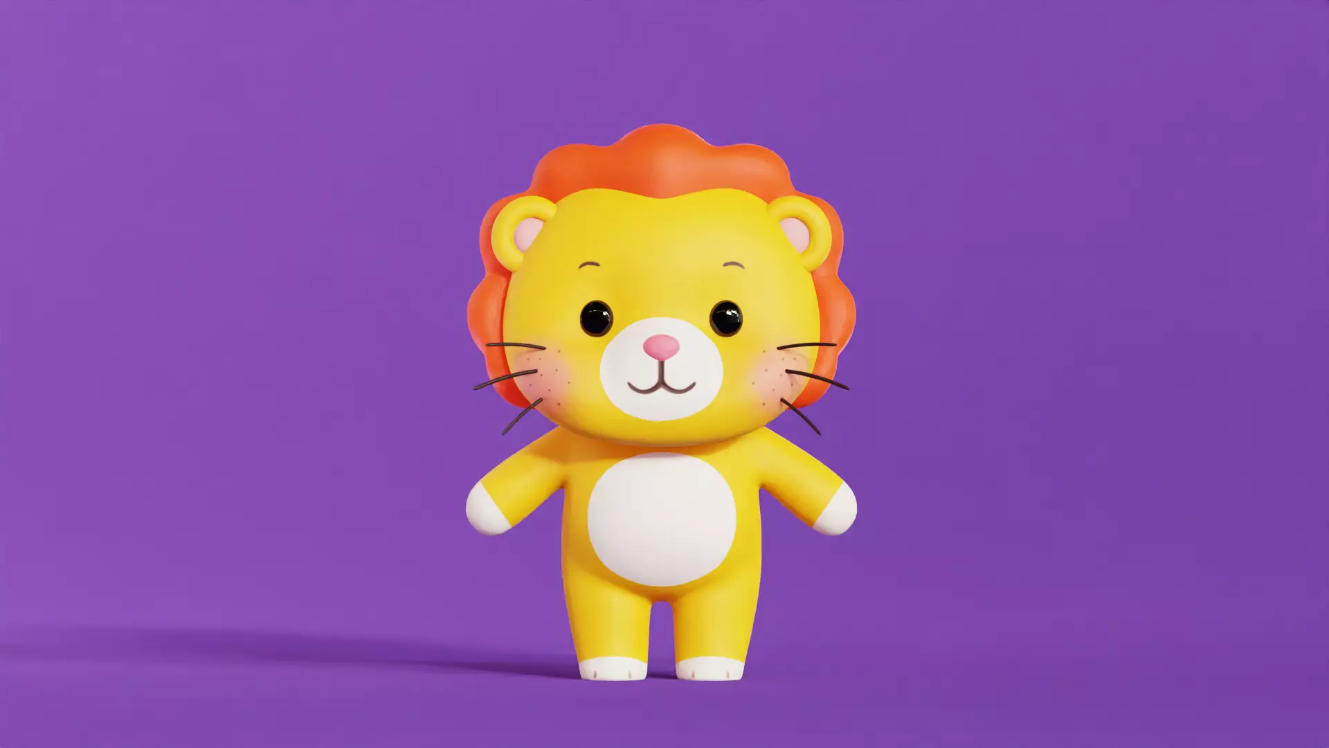 Lion Cartoon Character Chibi Kawaii Low-poly 3D model