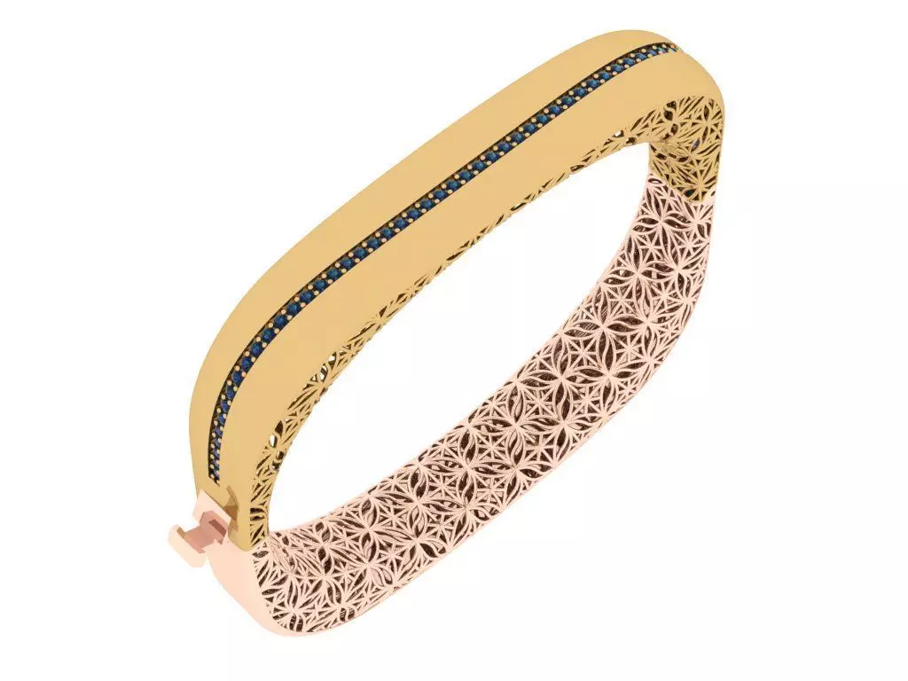 Custom Design Gold Bracelet and ring 3D print model_0