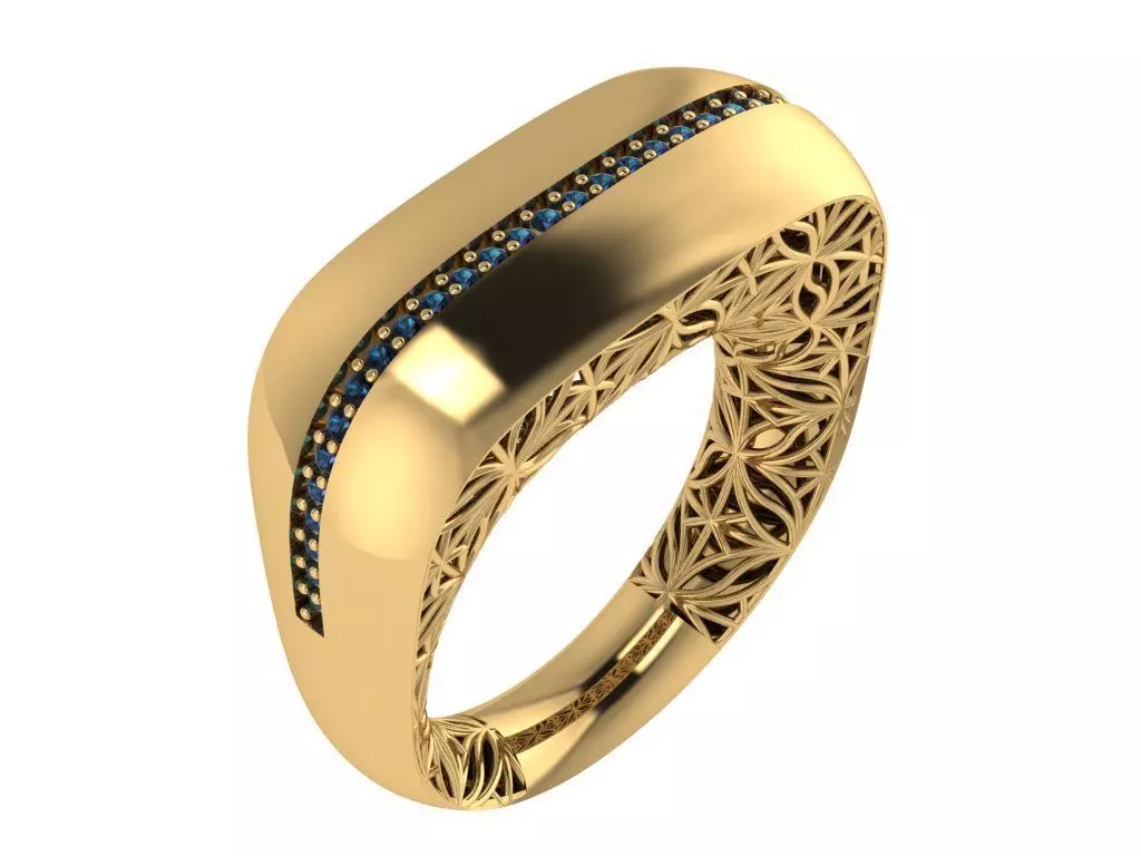 Custom Design Gold Bracelet and ring 3D print model_1