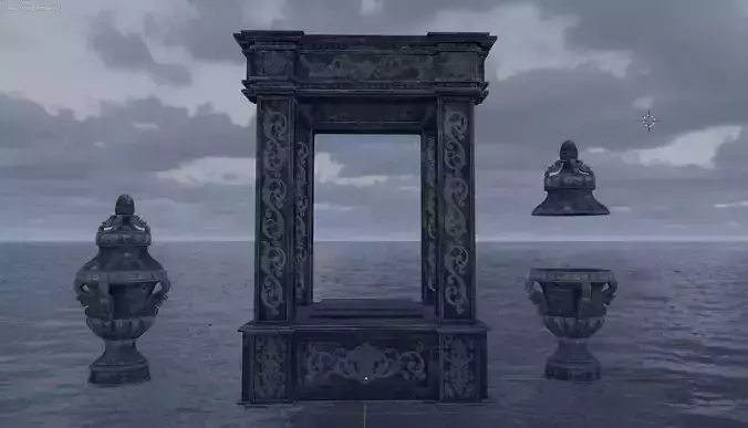 Gothic stone pedestal with vase inside