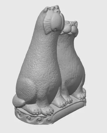 Cat statuette cats love each other 3D print model_3