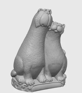 Cat statuette cats love each other 3D print model_5