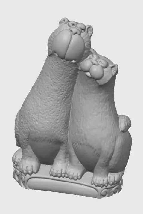 Cat statuette cats love each other 3D print model_0
