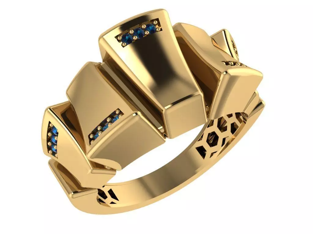 Custom Design Gold Bracelet and ring 3D print model_1