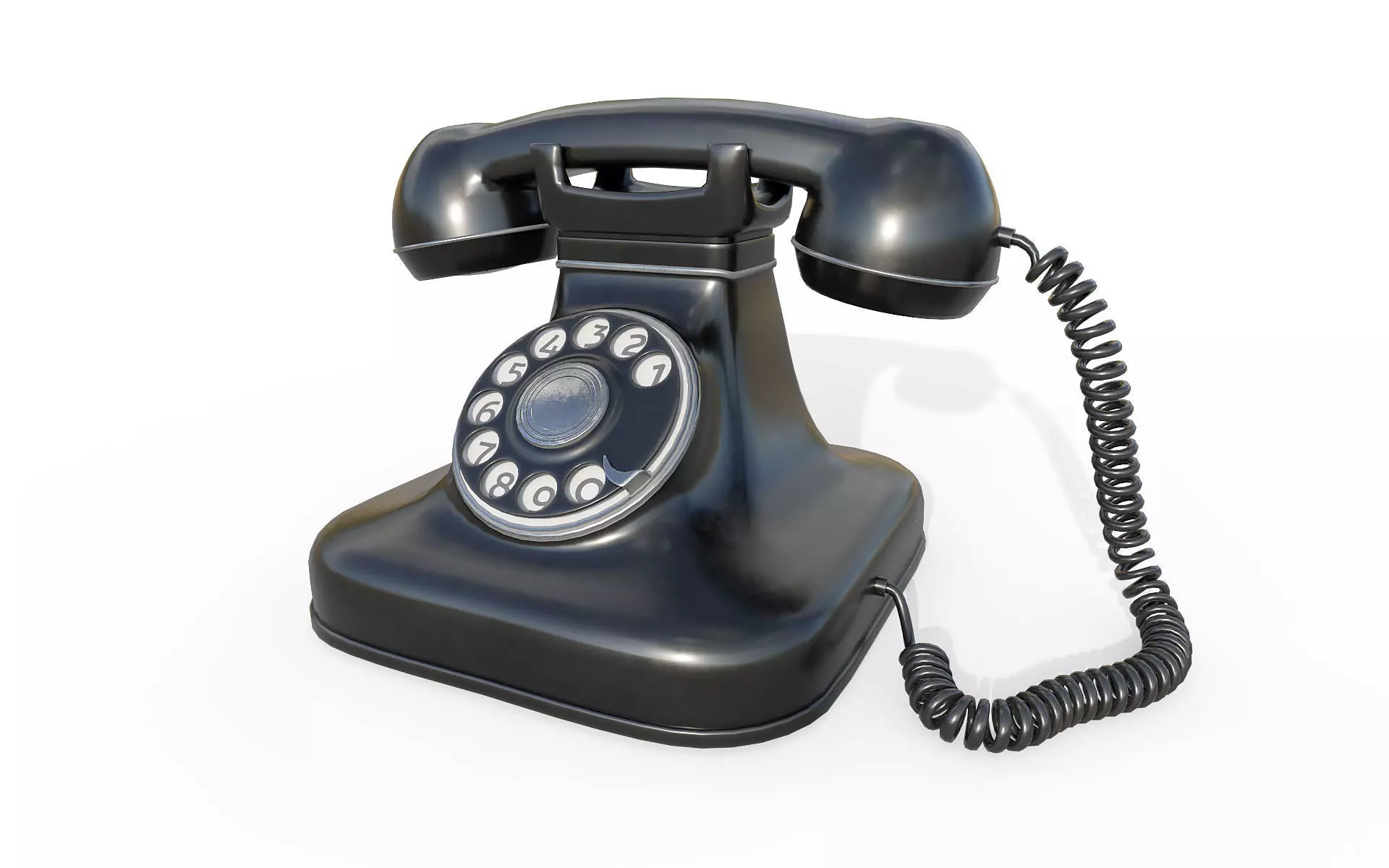 Retro phone Low-poly 3D model_2