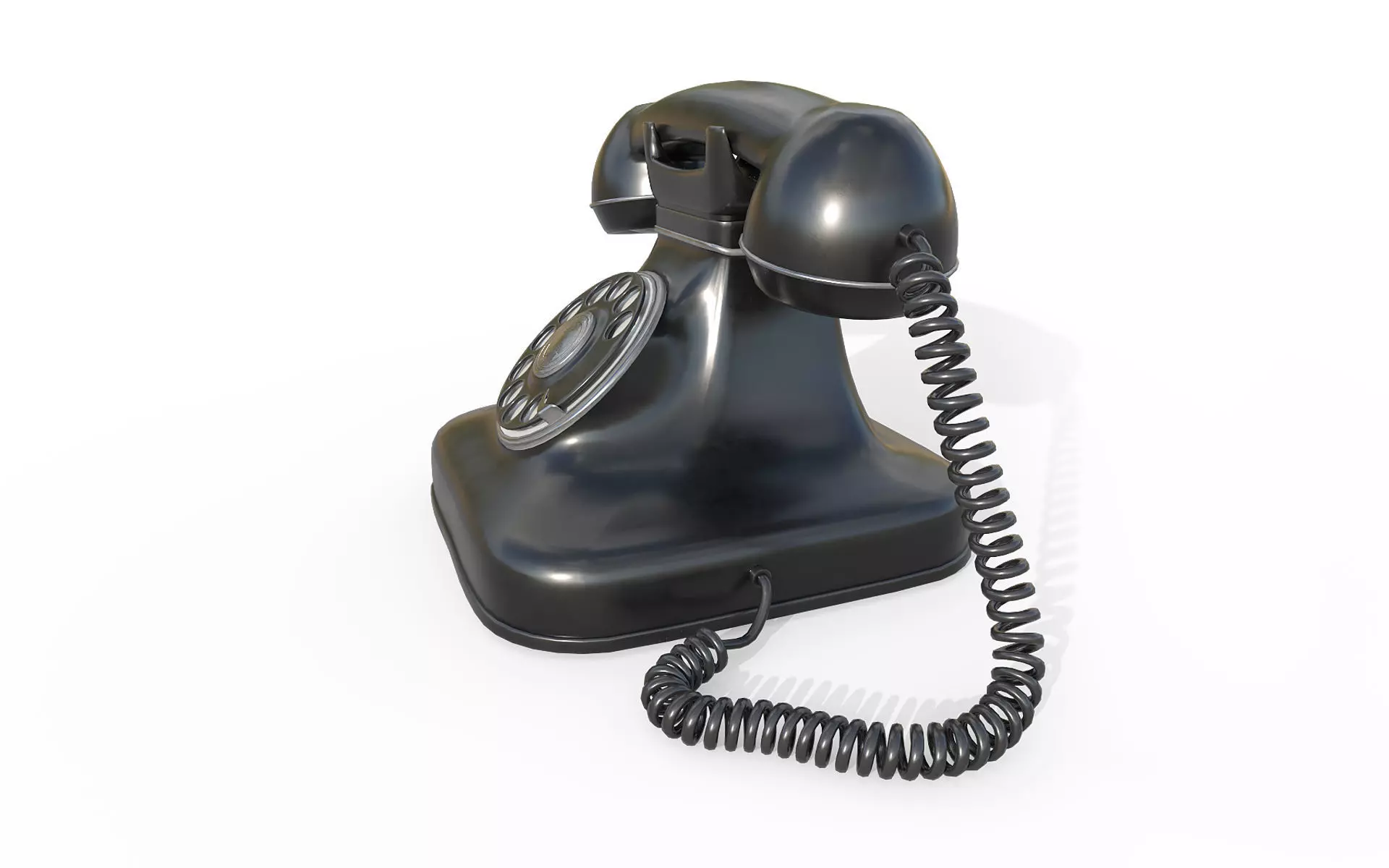 Retro phone Low-poly 3D model_3
