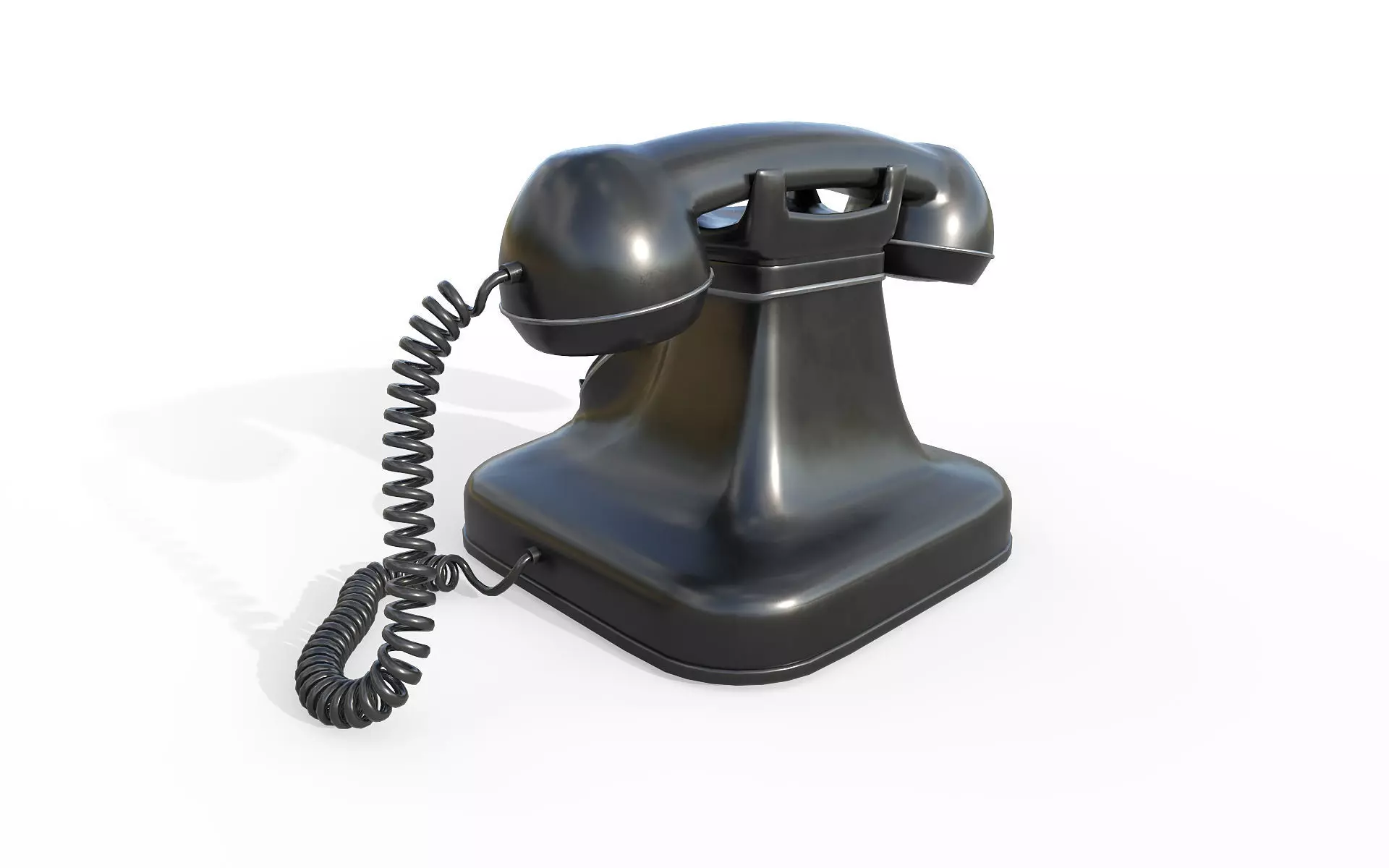 Retro phone Low-poly 3D model_4
