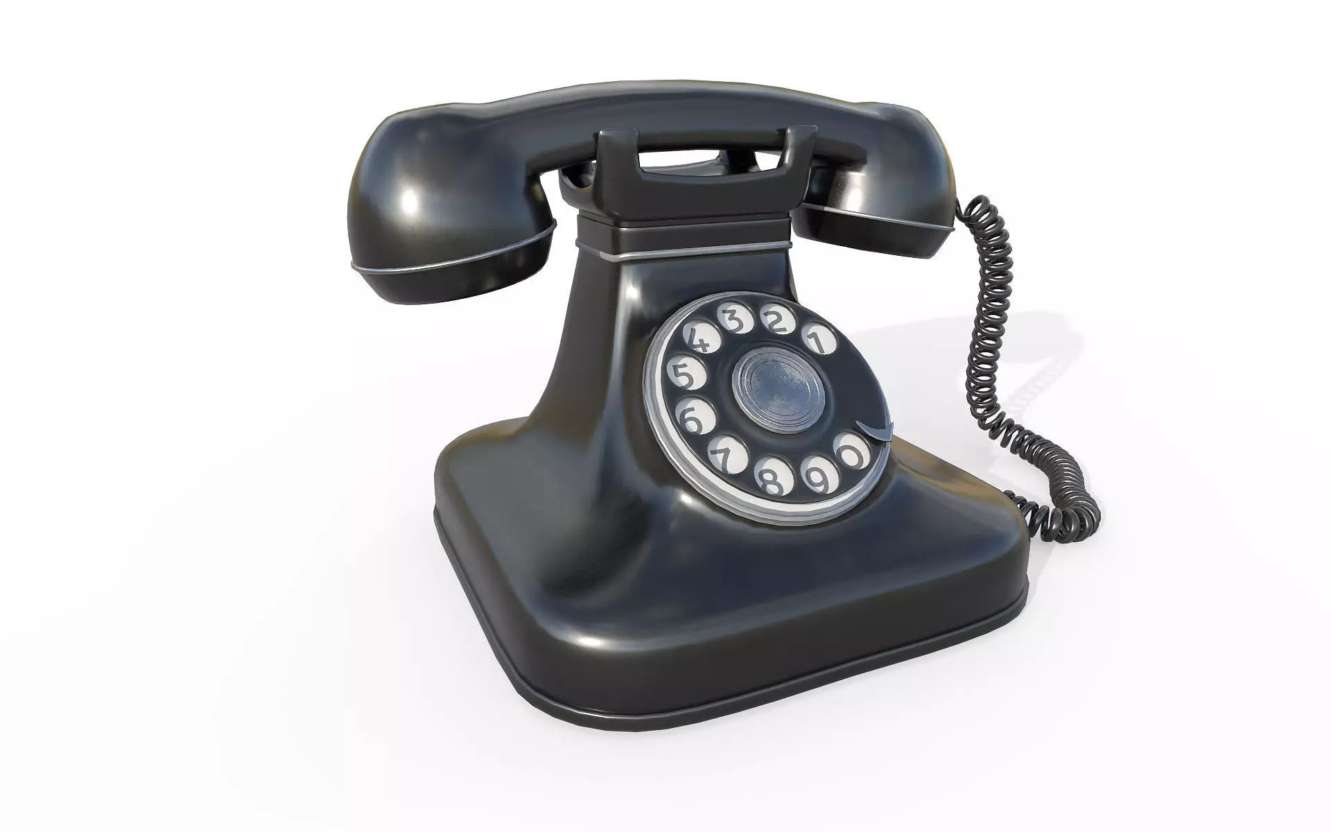 Retro phone Low-poly 3D model_0