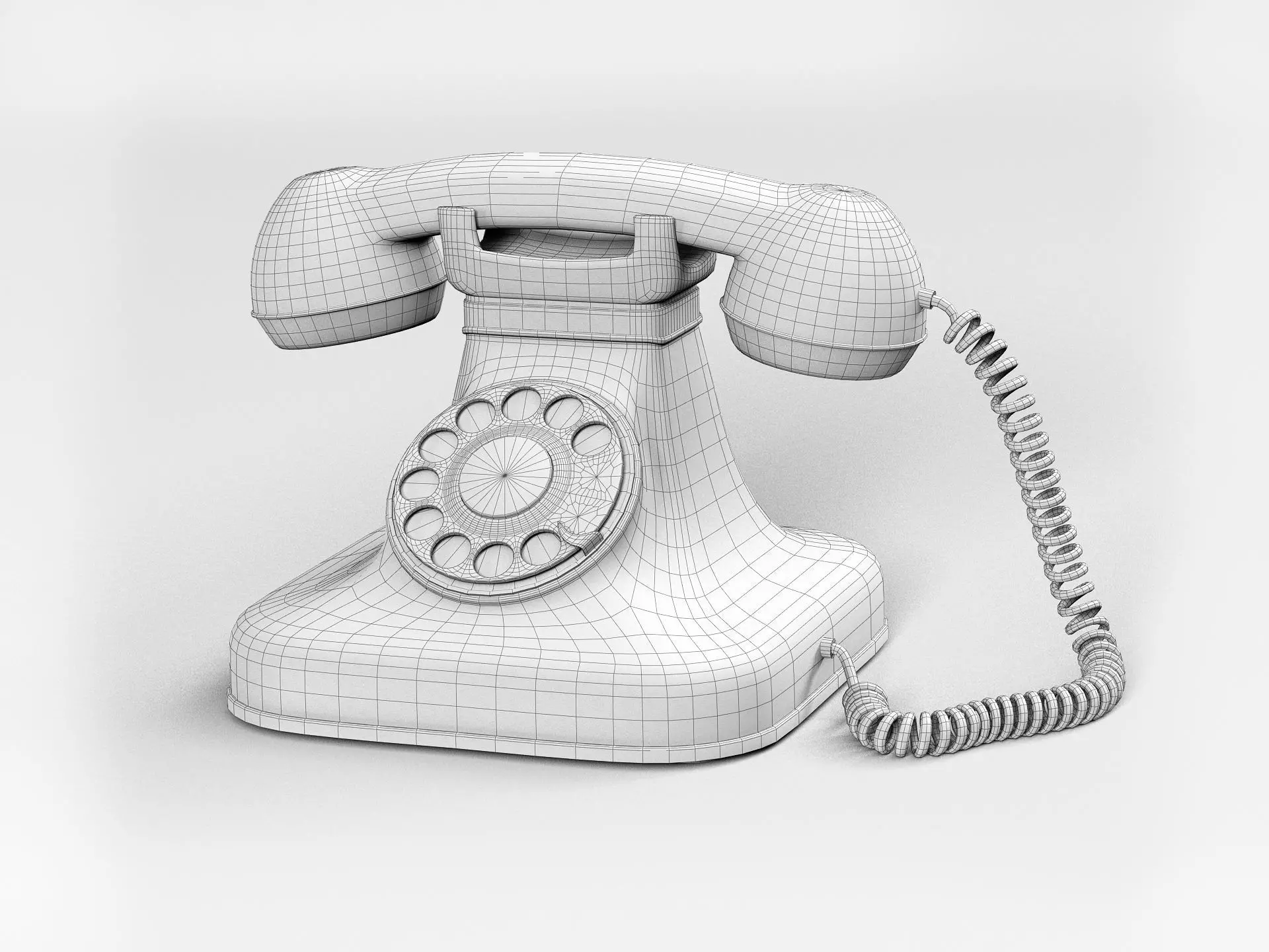 Retro phone Low-poly 3D model_9