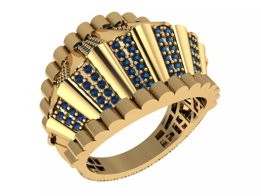 Custom Design Gold Bracelet and ring 3D print model_1