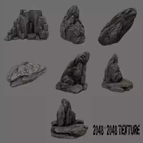 Rock Set formation Low-poly 3D model