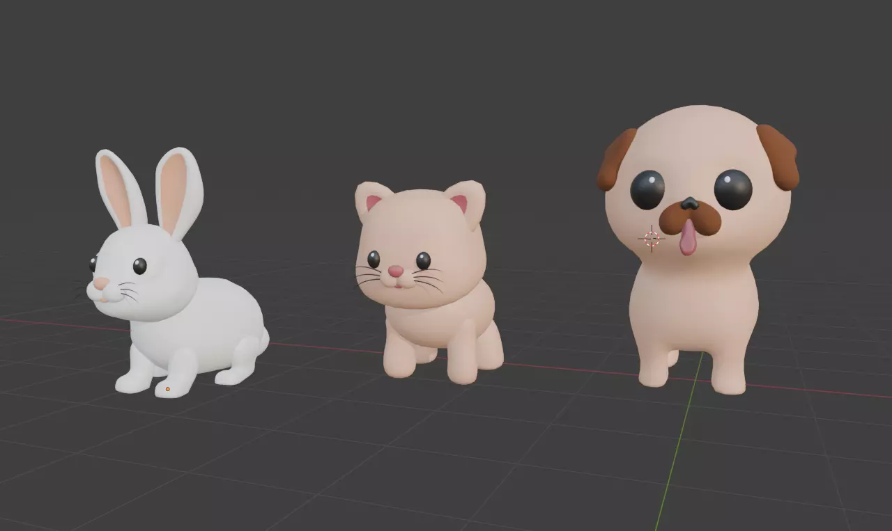 Cute Low Poly Pets Low-poly 3D model_0