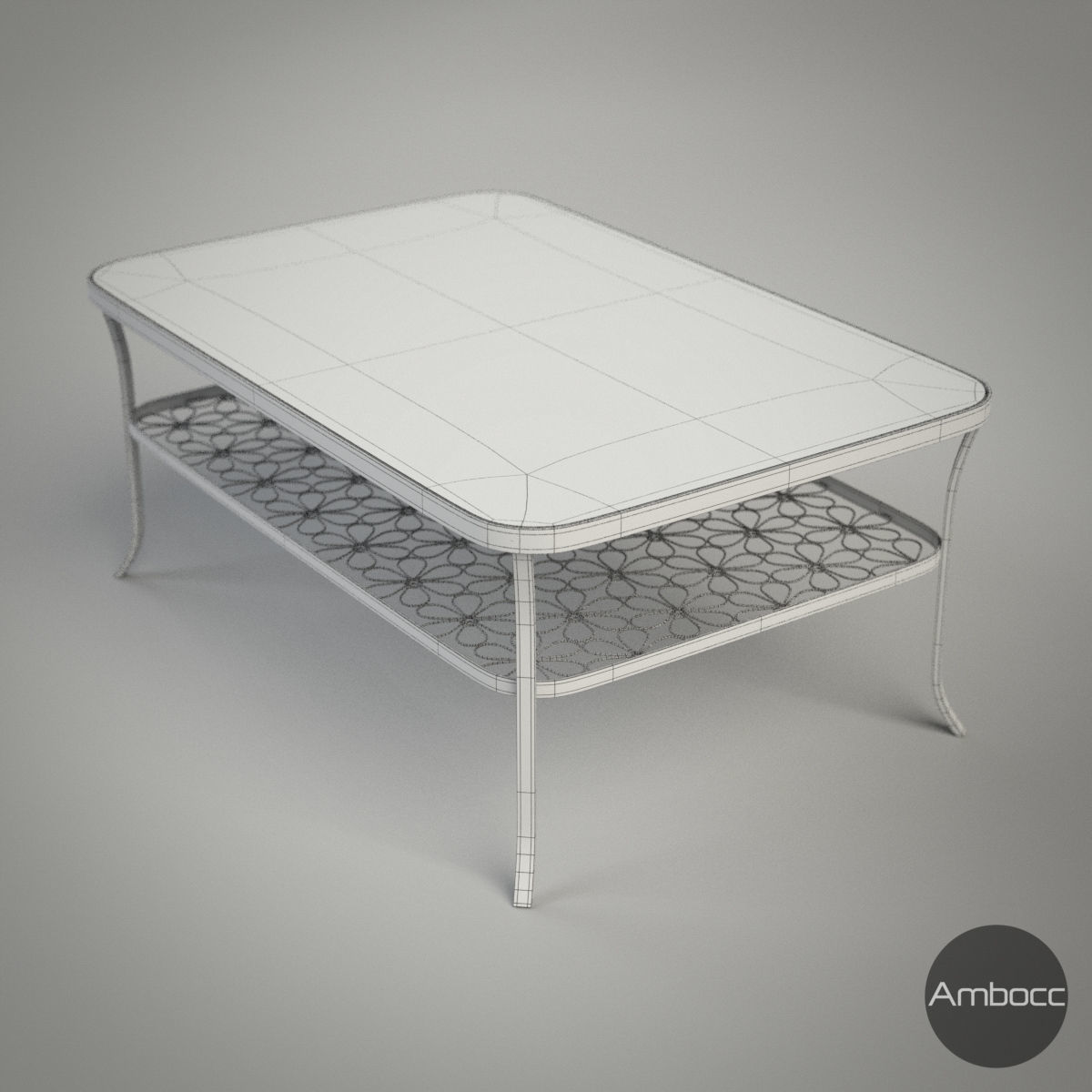 Coffee Table Glass Metal Frame 3D model_1