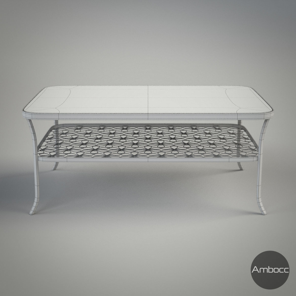 Coffee Table Glass Metal Frame 3D model_3
