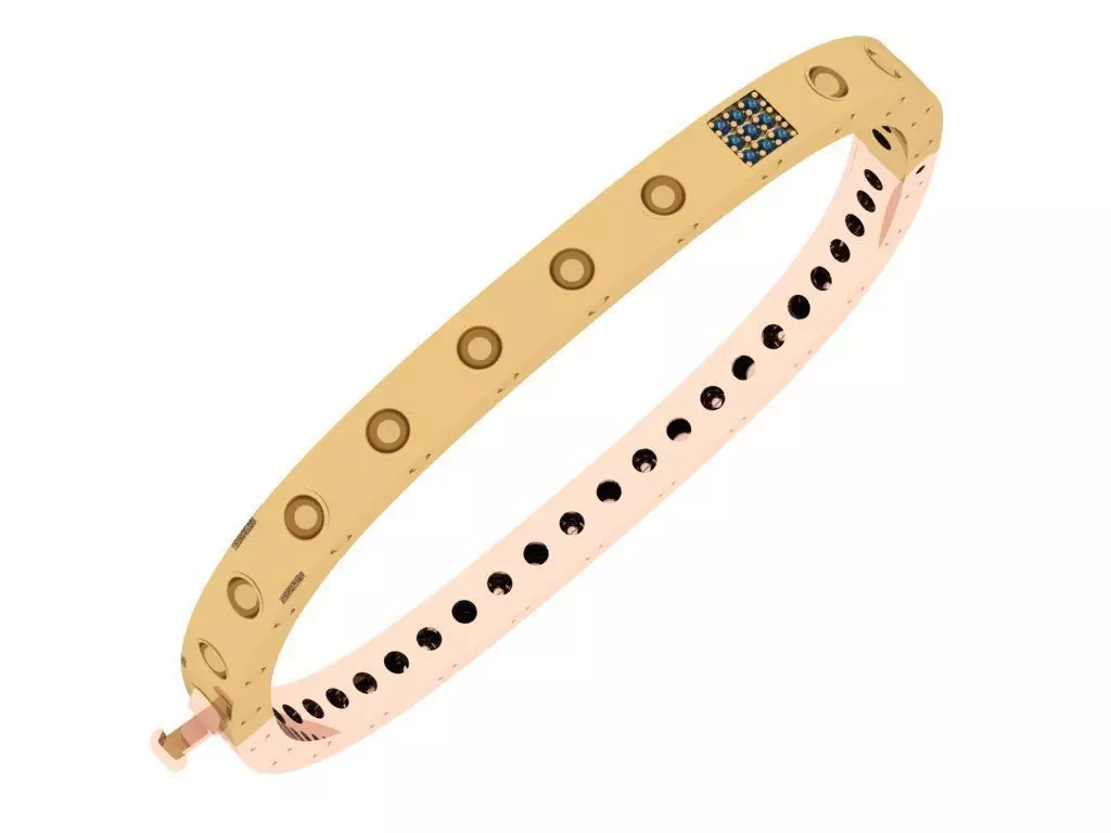 Custom Design Gold Bracelet and ring 3D print model_0