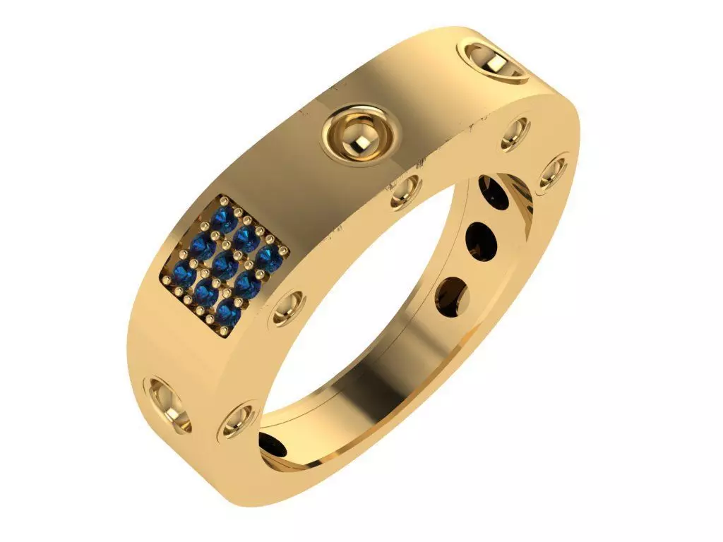 Custom Design Gold Bracelet and ring 3D print model_1