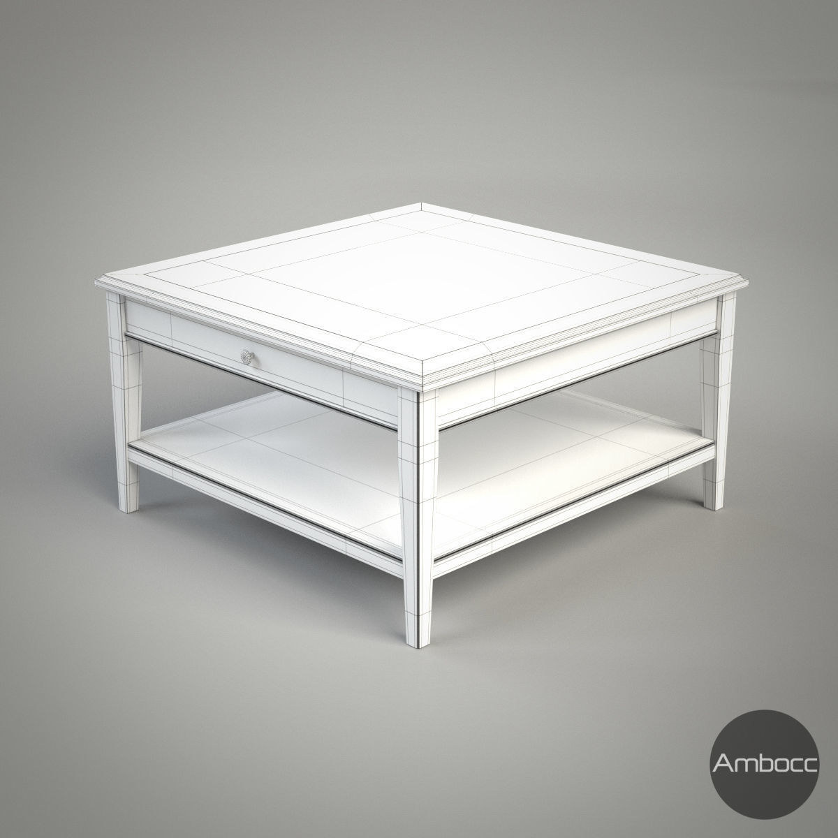 Coffee Table - Glass - Gray and White Low-poly 3D model_5