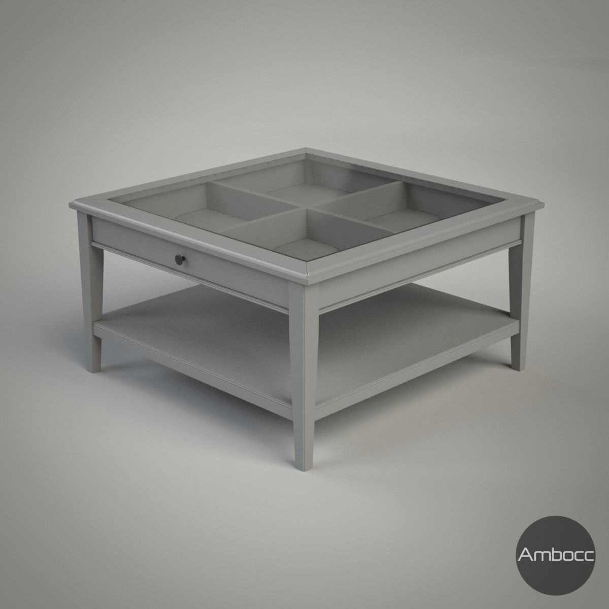 Coffee Table - Glass - Gray and White Low-poly 3D model_3