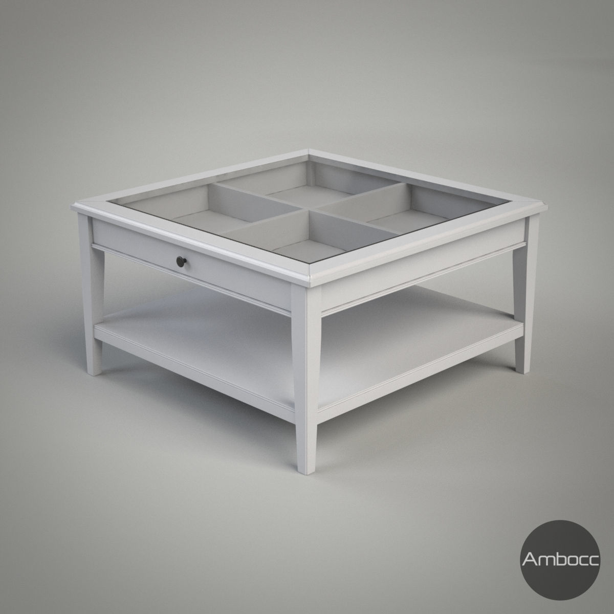 Coffee Table - Glass - Gray and White Low-poly 3D model_4