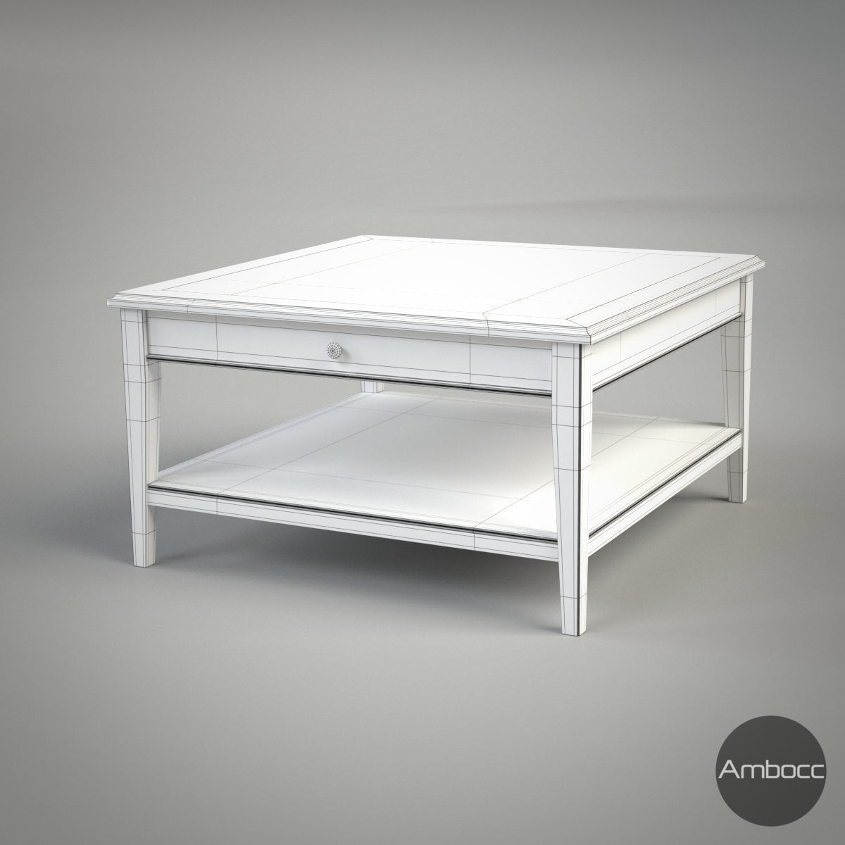 Coffee Table - Glass - Gray and White Low-poly 3D model_2