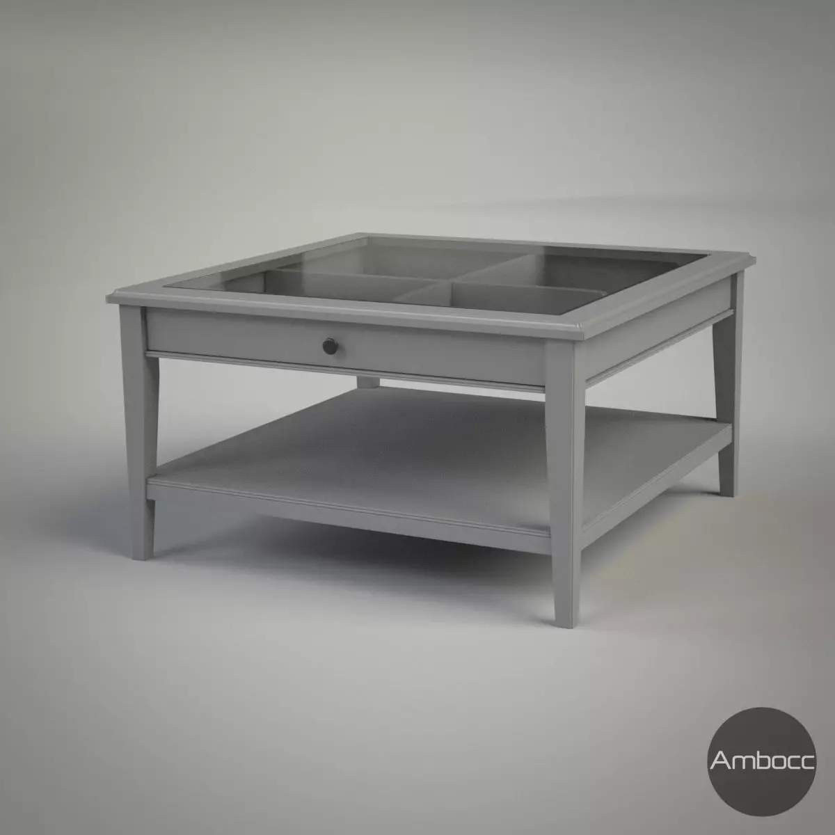 Coffee Table - Glass - Gray and White Low-poly 3D model_0