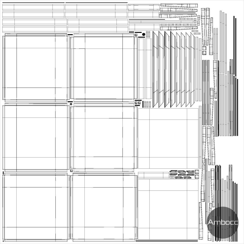 Coffee Table - Glass - Gray and White Low-poly 3D model_6