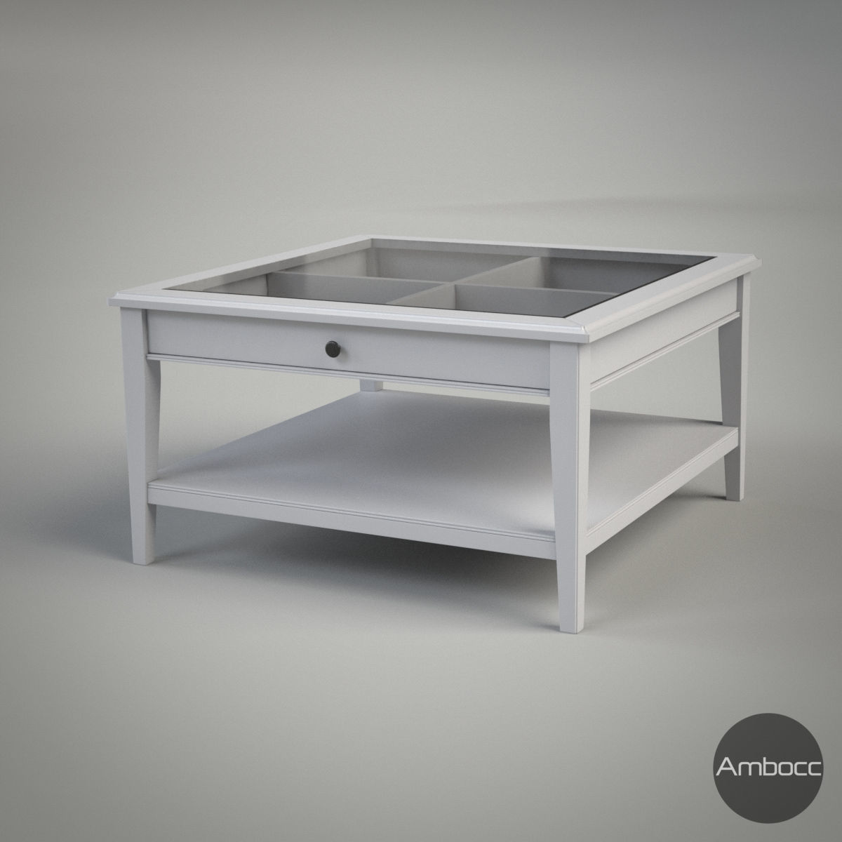 Coffee Table - Glass - Gray and White Low-poly 3D model_1