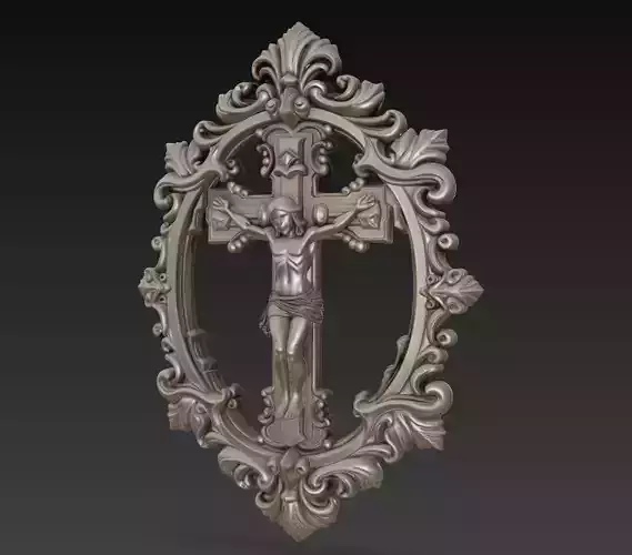 Sacred Grace Crucifix - Ornamental Wall Sculpture 3D Model