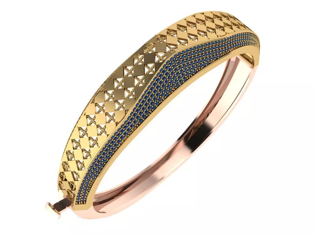 Custom Design Gold Bracelet and ring 3D print model_0