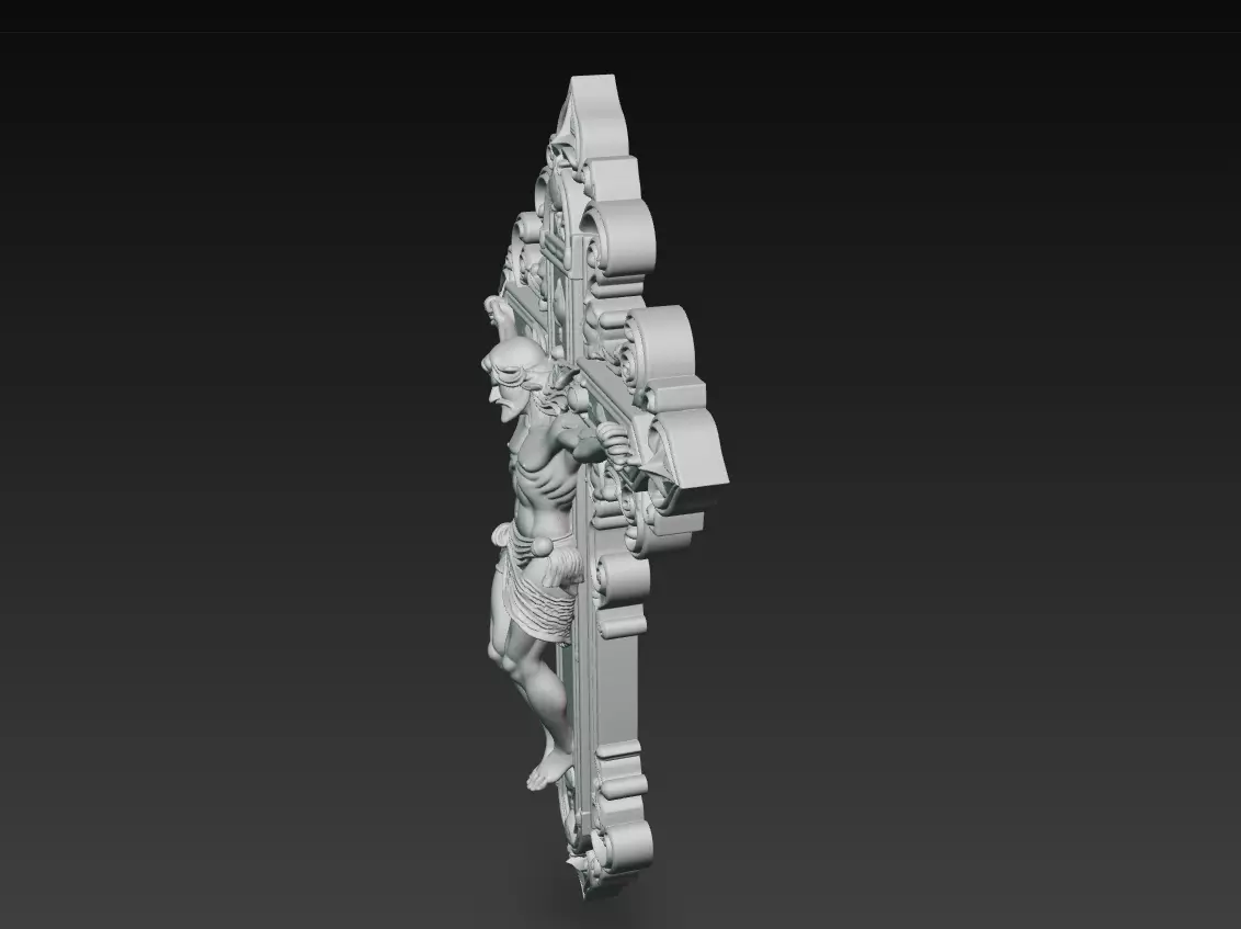 Divine Redemption Cross - Ornate Jesus Crucifix Sculpture 3D 3D print model_9