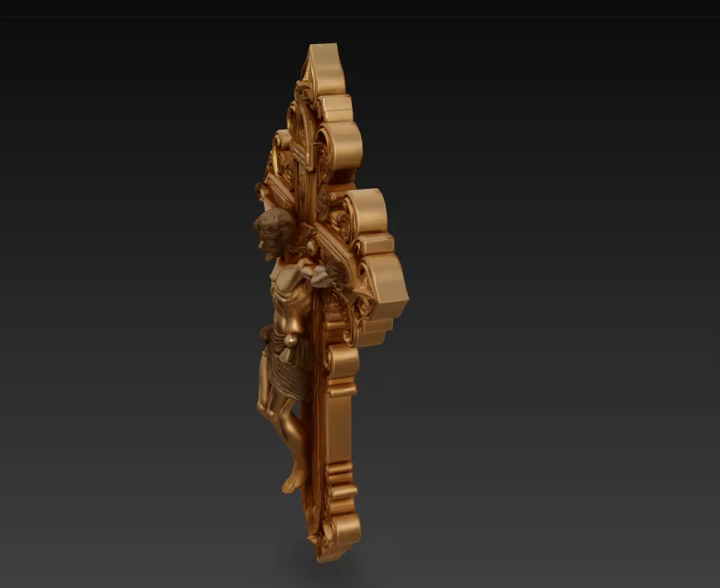 Divine Redemption Cross - Ornate Jesus Crucifix Sculpture 3D 3D print model_4