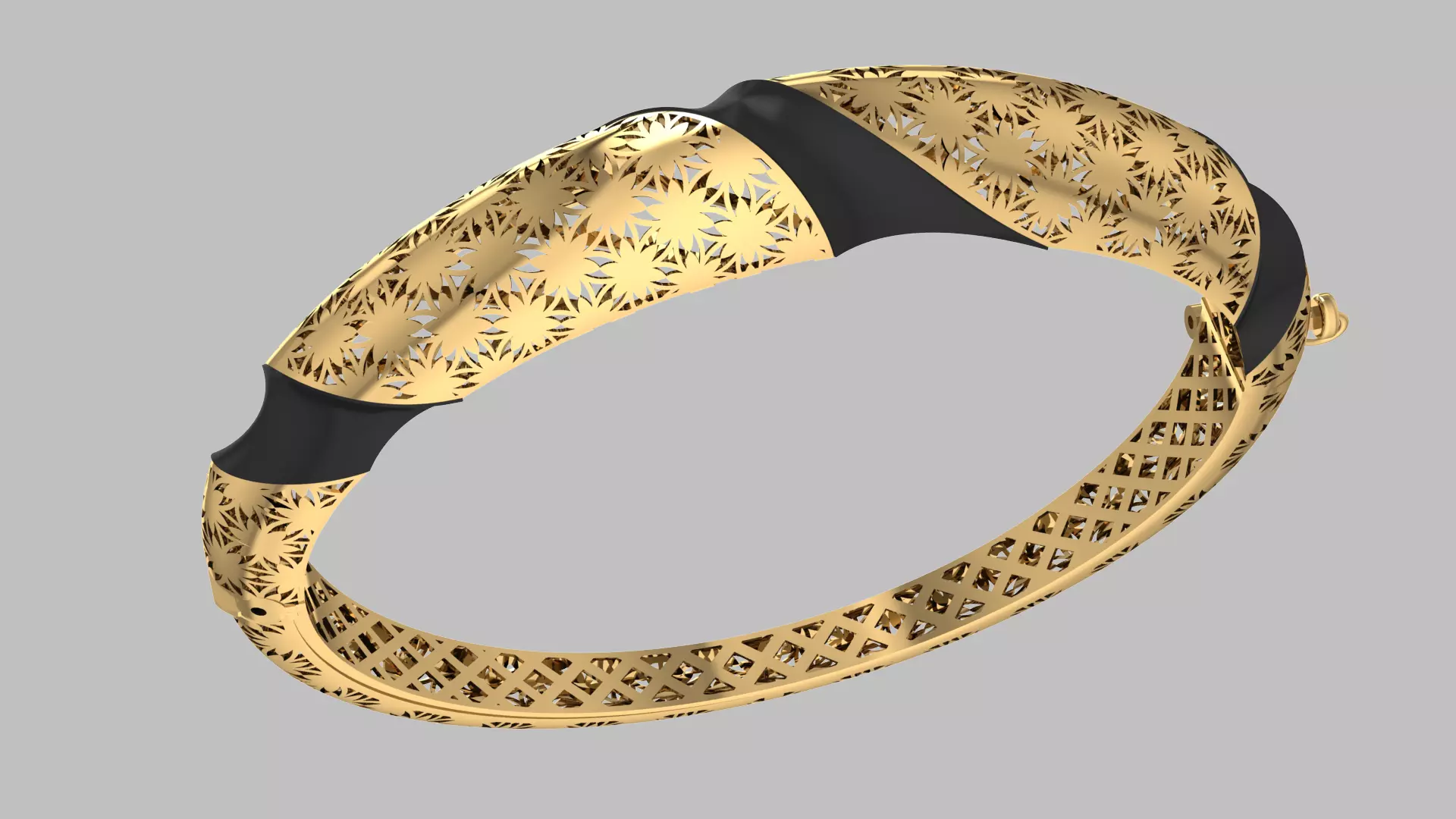 Custom Design Gold Bracelet and ring 3D print model_0
