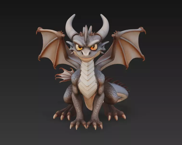 Drake of Resolve - Stylized Dragon Sculpture 3D Model 3D print model