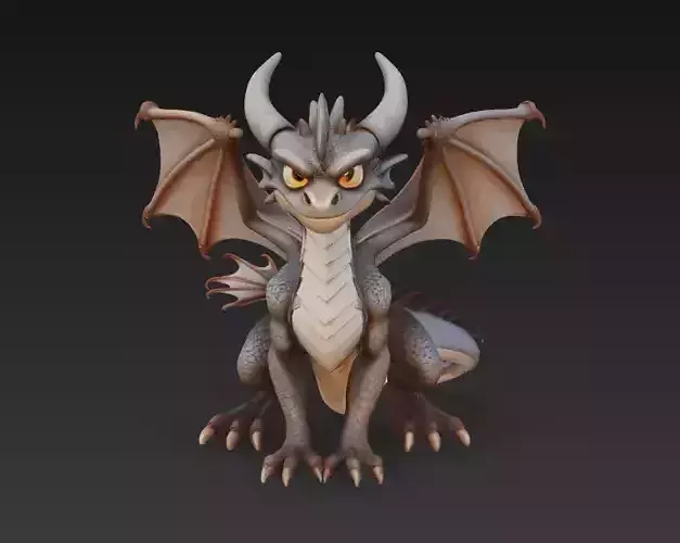 Drake of Resolve - Stylized Dragon Sculpture 3D Model