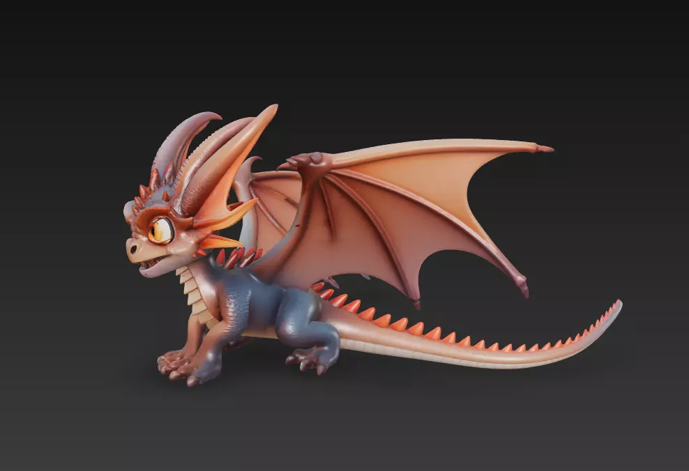 Emberling Hatchling - Stylized Baby Dragon 3D Model 3D print model_2