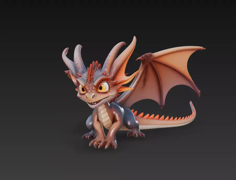 Emberling Hatchling - Stylized Baby Dragon 3D Model 3D print model_0