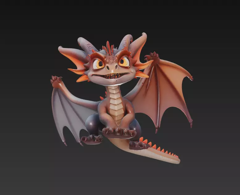 Emberling Hatchling - Stylized Baby Dragon 3D Model 3D print model_1