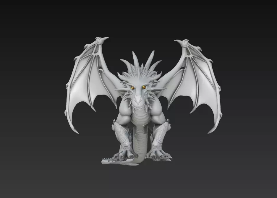 Celestial Guardian Dragon - Stylized Fantasy Creature 3D Model 3D print model_2
