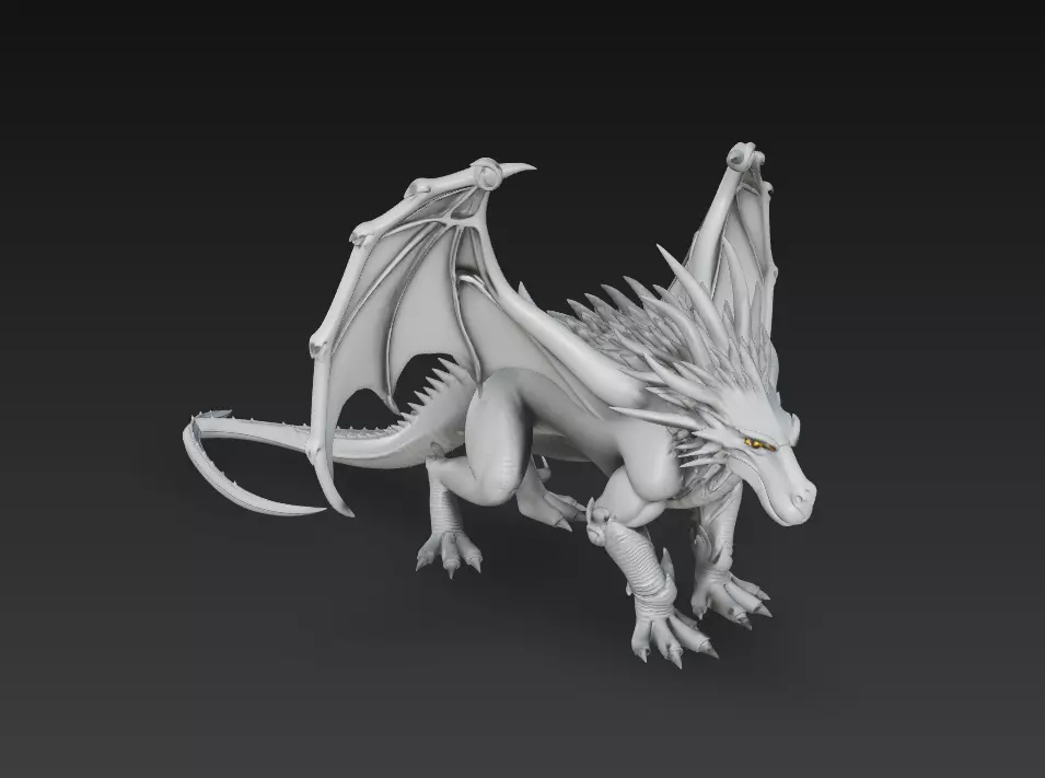 Celestial Guardian Dragon - Stylized Fantasy Creature 3D Model 3D print model_1