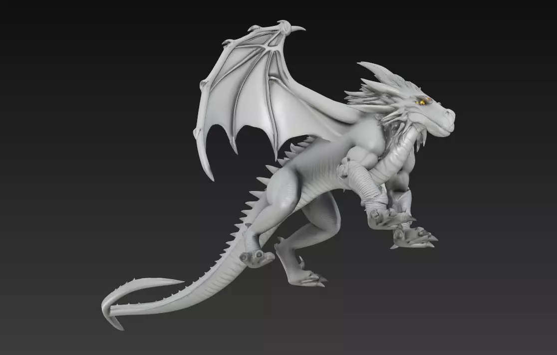 Celestial Guardian Dragon - Stylized Fantasy Creature 3D Model 3D print model_5