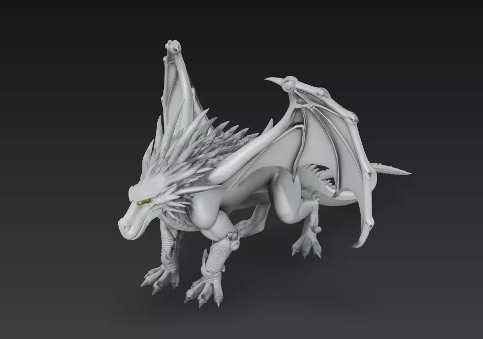 Celestial Guardian Dragon - Stylized Fantasy Creature 3D Model 3D print model_0