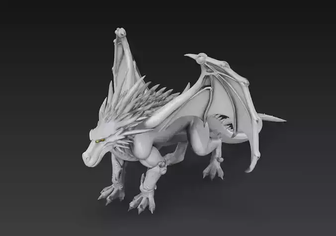 Celestial Guardian Dragon - Stylized Fantasy Creature 3D Model