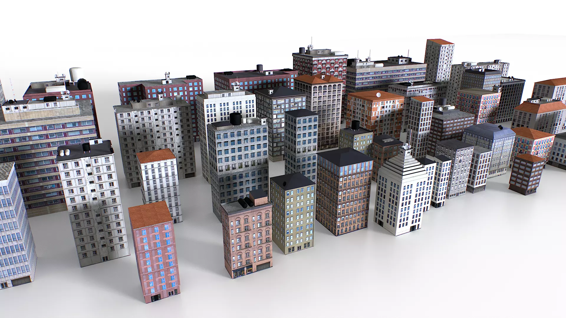 Out of bounds background buildings Low-poly 3D model_2