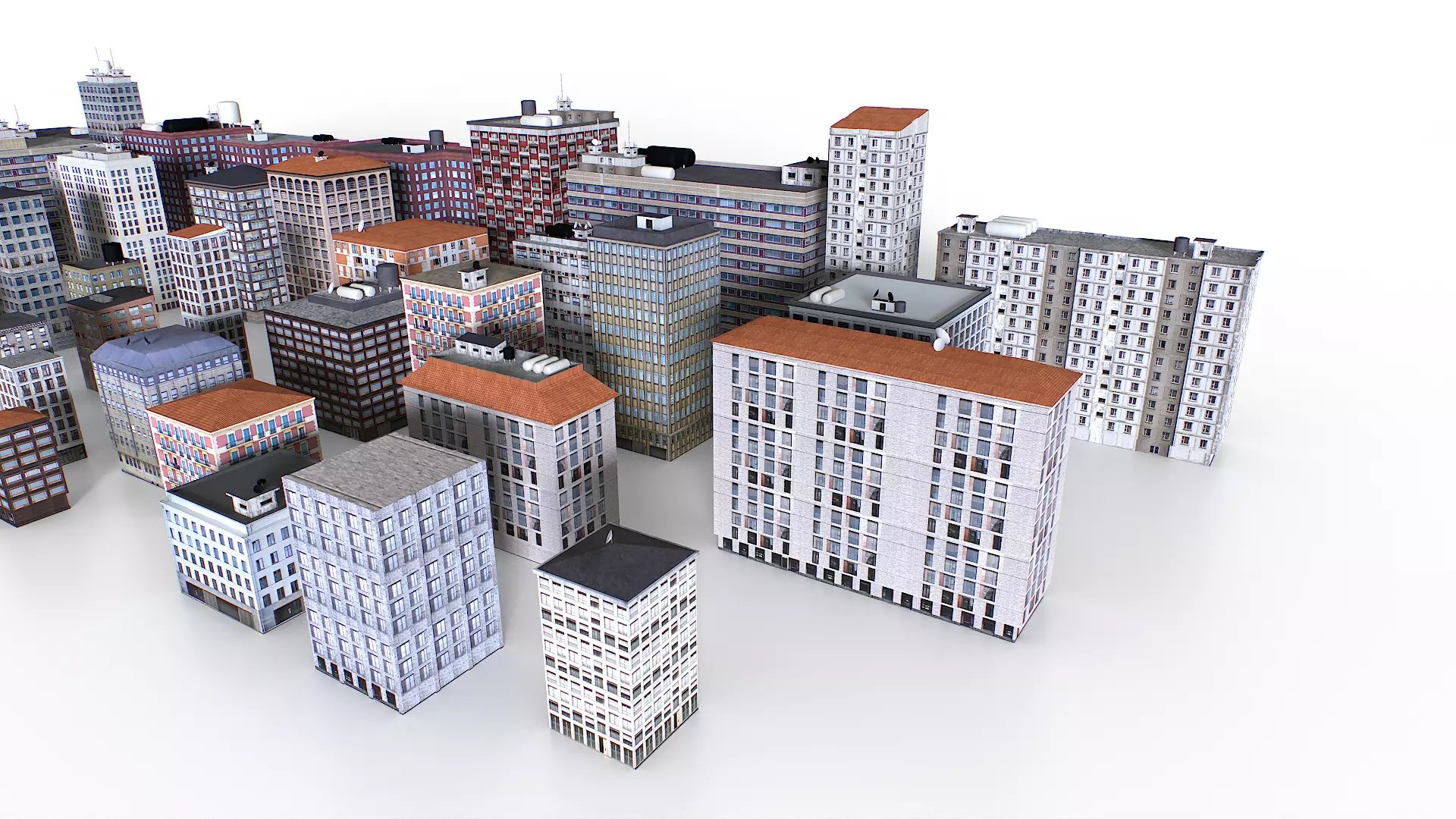 Out of bounds background buildings Low-poly 3D model_5