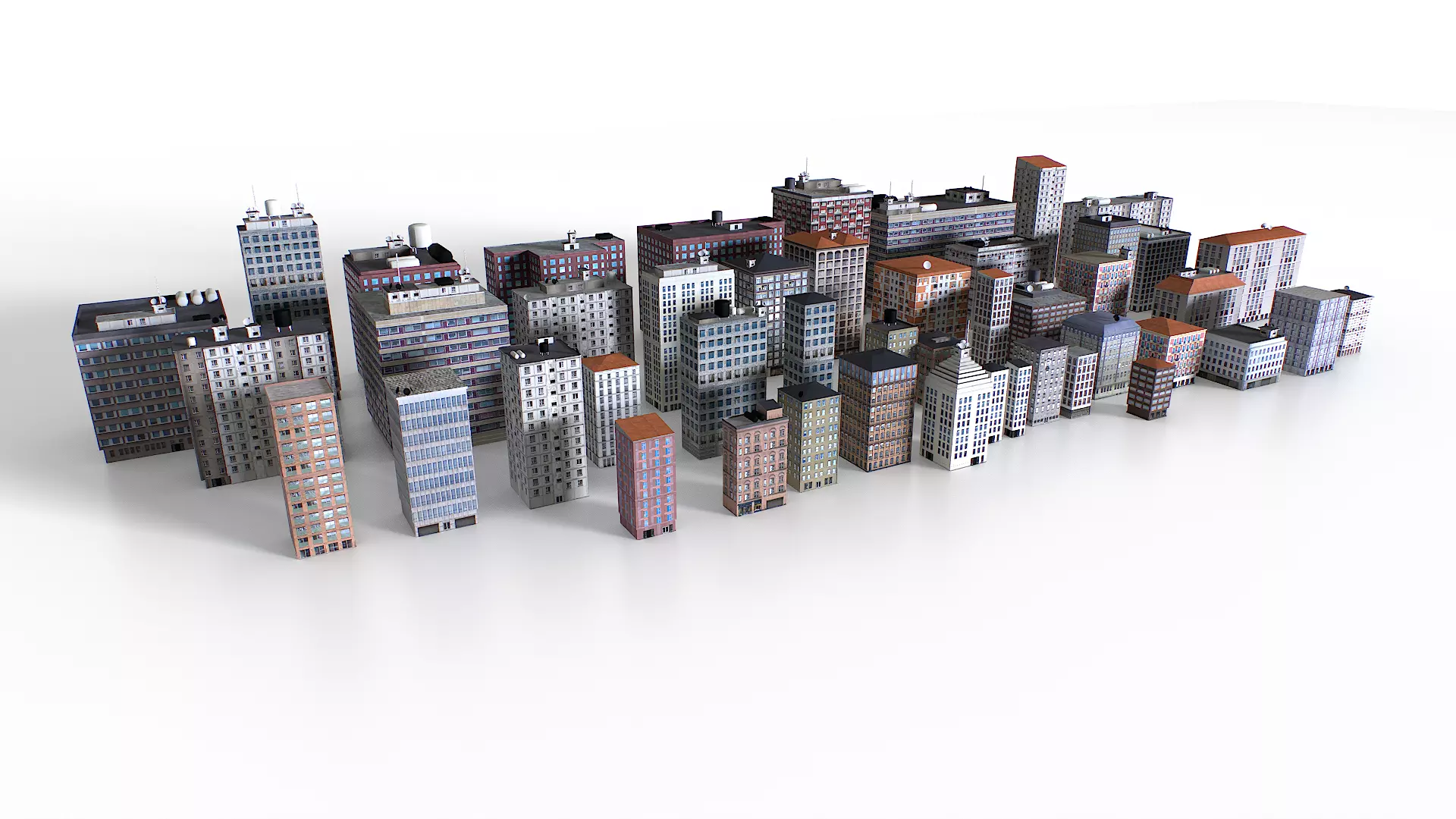 Out of bounds background buildings Low-poly 3D model_0